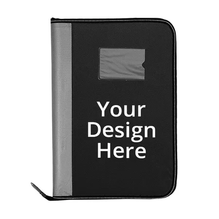 Black Grey Customized PU Leather Multipurpose 24 Files and Folders, Legal Size Documents Holder (Size-A4)