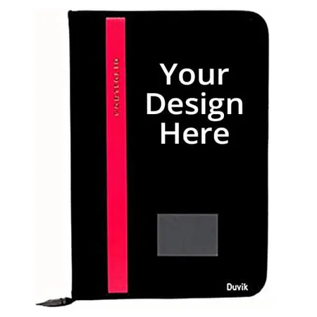 Black Customized A4 Size Faux Leather Executive Professional File Folders for Certificates, Legal Documents with 20 Leaves