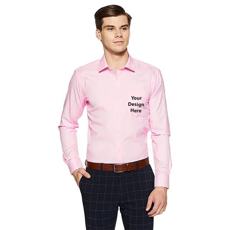 Light pink Customized Park Avenue Men's Plain Slim Fit Formal Shirt