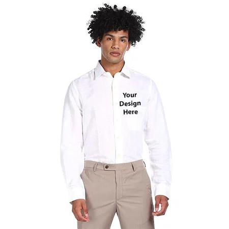 White Customized Men's Solid Regular Fit Formal Shirt