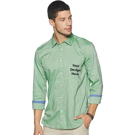 Light Green Customized Men's Plain Slim Fit Casual Shirt