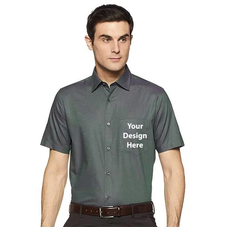 Grey Customized Van Heusen Men's Solid Regular Fit Formal Shirt