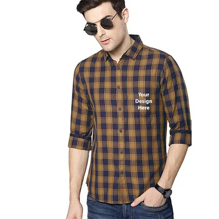 Orange Customized Men's Slim Fit Casual Shirt
