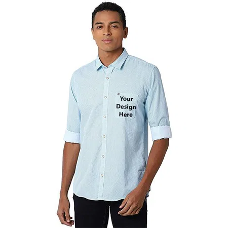 Aqua Customized Peter England Men's Slim Shirt