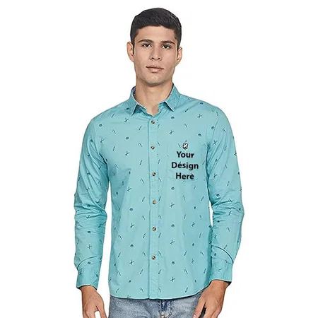 Teal Customized Men's Solid Regular Fit Shirt