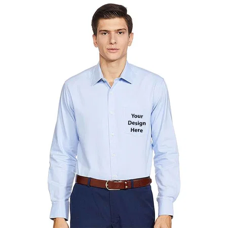 Blue Customized Men's Solid Regular Fit Shirt