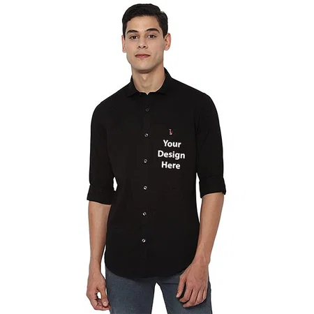 Black Customized Men's Slim Shirt