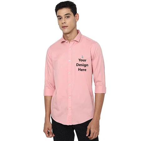 Light Pink Customized Men's Striped Slim Shirt