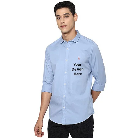 Light Blue Customized Men's Slim Shirt