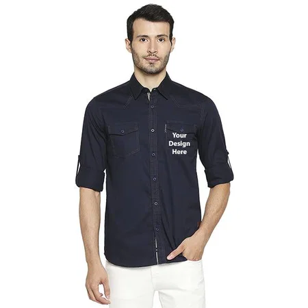 Black Customized Men's Solid Regular Shirt