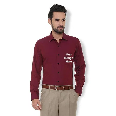 Maroon Customized Van Heusen Men's Solid Slim Fit Formal Shirt