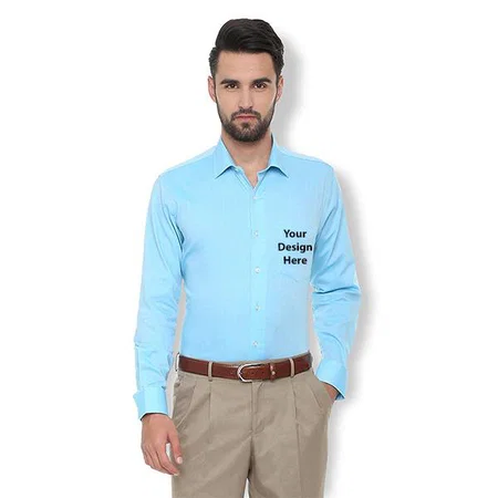 Light Blue Customized Van Heusen Men's Solid Slim Fit Formal Shirt