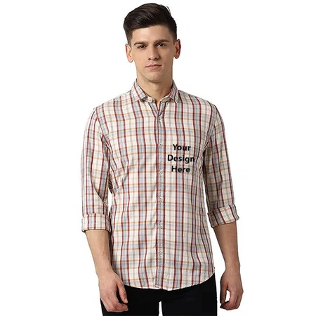 Beige Customized Peter England Men's Slim Shirt
