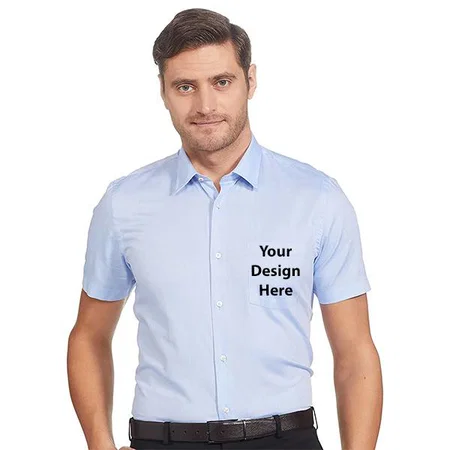 Blue Customized Men's Slim Dress Shirt