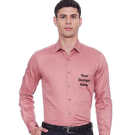 Pink Customized Men's Checkered Slim Shirt