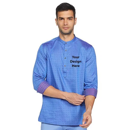 Blue Customized Men's Solid Slim Shirt