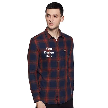 Brown Customized US Polo Association Men's Checkered Slim Fit Casual Shirt