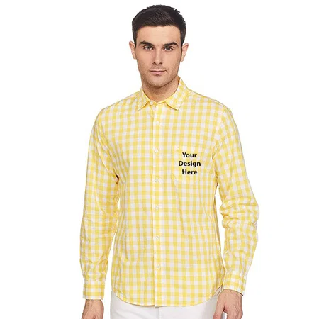 Yellow Customized United Colors Of Benetton Men's Slim Shirt