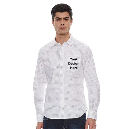 White Customized Levi's Men's Printed Slim Fit Casual Shirt