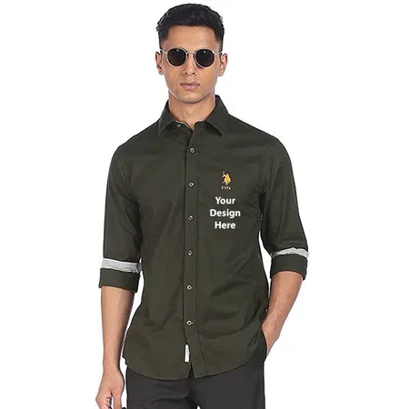 Olive Customized U.S. POLO ASSN. Men's Regular Shirt
