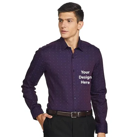 Dark Blue Customized Men's Slim Shirt