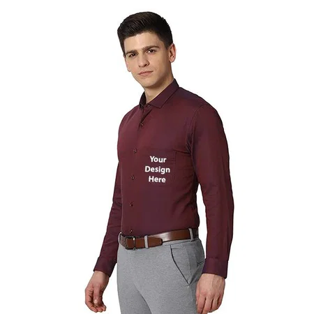 Maroon Customized Peter England Men's Slim Shirt