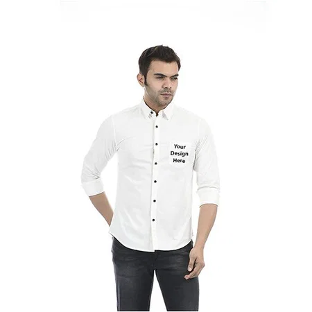 White Customized Pepe Jeans Men's Plain Slim Fit Casual Shirt