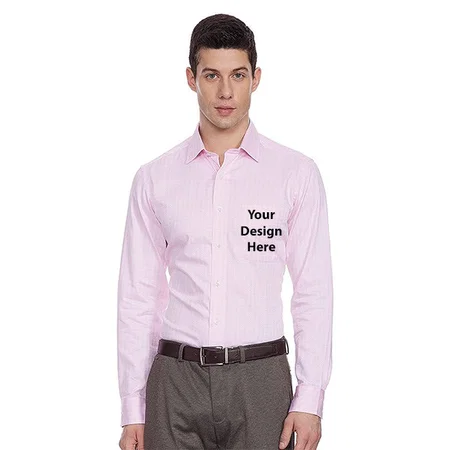 Pink Customized Men's Checkered Regular Fit Formal Shirt