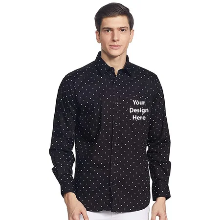 Black Customized Men's Printed Regular Casual Shirt