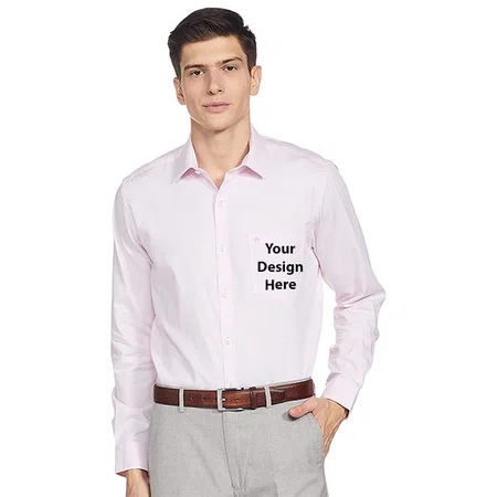 Light Pink Customized Men's Solid Regular Shirt