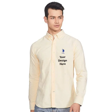 Yellow Customized U.S. Polo Assn. Men's Solid Regular Fit Casual Shirt