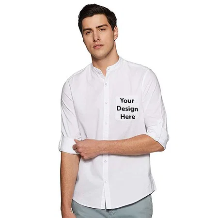 White Customized Men's Solid Regular Casual Shirt