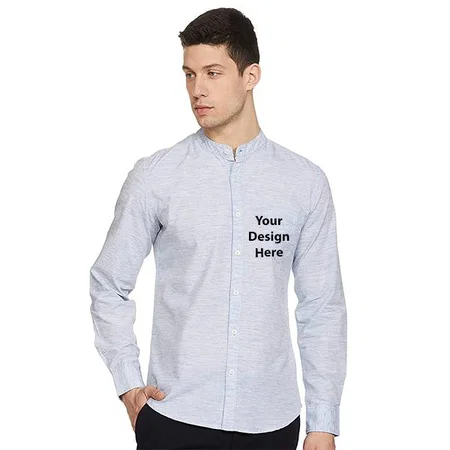 Light Blue Customized Men's Solid Regular Casual Shirt