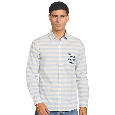 Blue Customized Men's Striped Slim Shirt