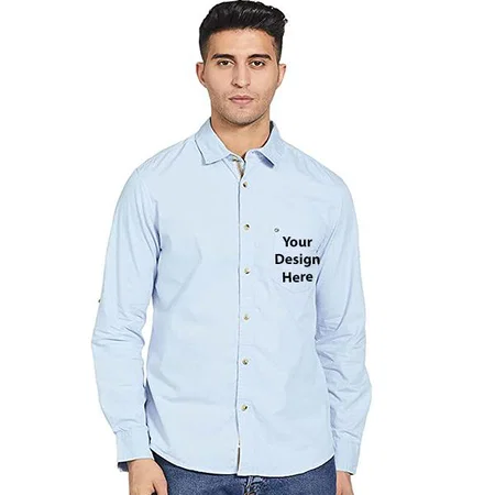 Blue Customized Men's Slim Shirt