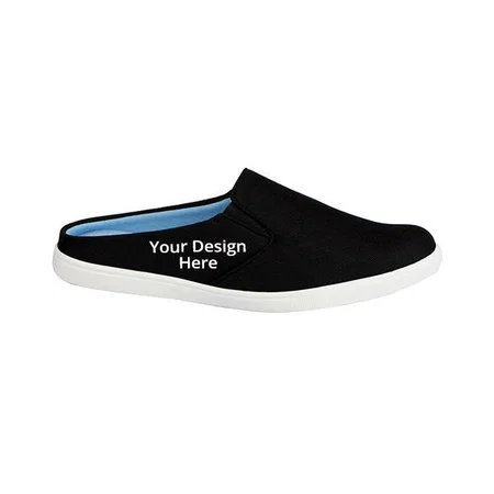 Black Customized Men's Canvas Slip-on Shoes