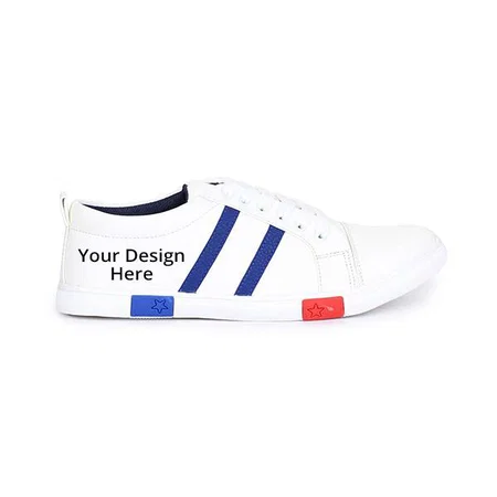 White Customized Stylish Shoes for Men, Casual Sneakers Canvas Shoes