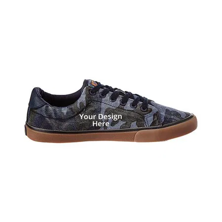 Navy Customized Denim Men Canvas Sneakers