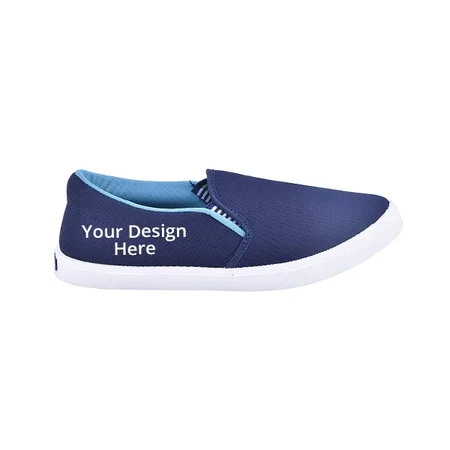 Blue Customized Men's Canvas Casual Loafers and Sneakers Shoe