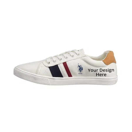 White Customized US Polo Association Men's Sneakers
