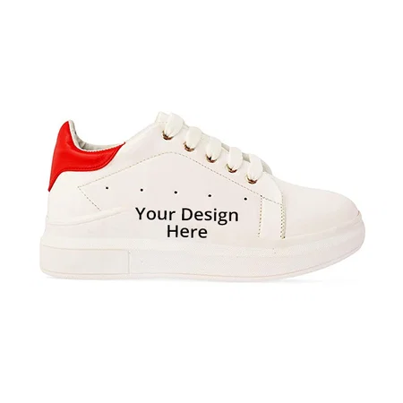White Red Customized Canvas Sneaker Shoes for Women