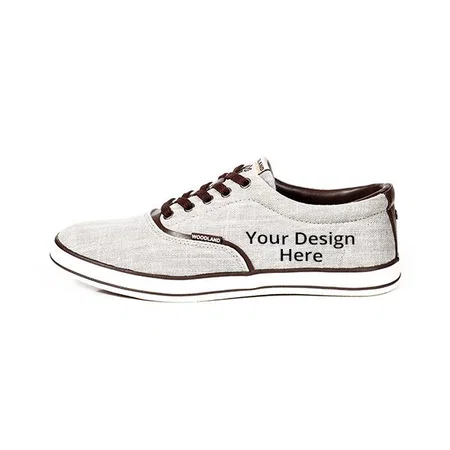 Grey Brown Customized Woodland Men's Canvas Sneakers