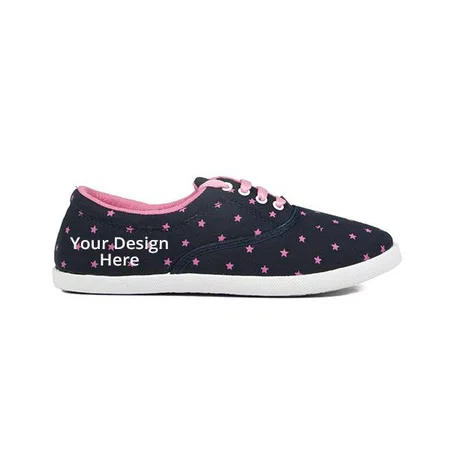 Blue Pink Customized Canvas Women Shoes