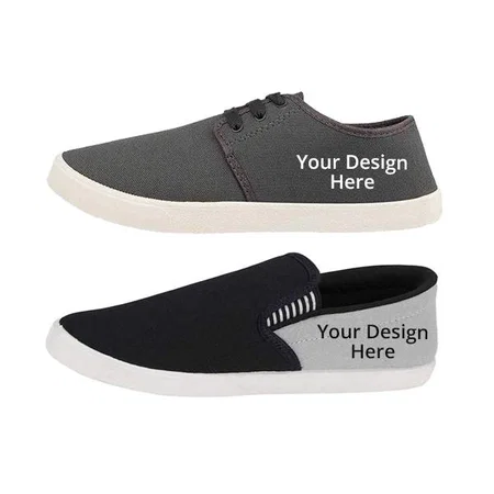 Blue Grey Customized Multicolour Combo Pack of 2 Loafer Shoes &amp; Sneaker Shoes