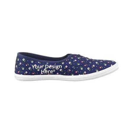 Blue Floral Customized Max Casual Lace Up Canvas Shoes