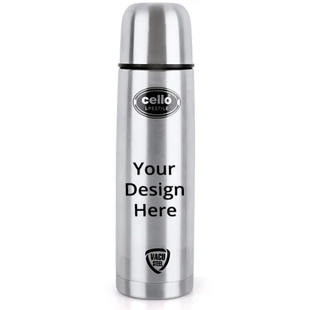Silver Customized Cello Stainless Steel Insulated Flask without Thermal Jacket, 1 Litre