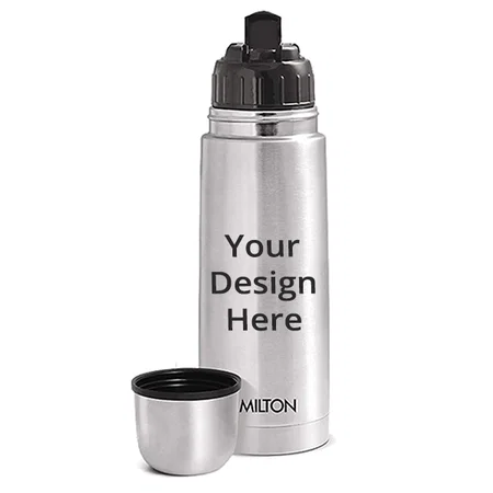 Silver Customized Milton Flip Lid Thermosteel 24 Hours Hot and Cold Water Bottle with Bag, 350 ml