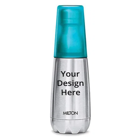 Silver Customized Milton Thermosteel Water Bottle with Unbreakable Blue Tumbler, 500 ml