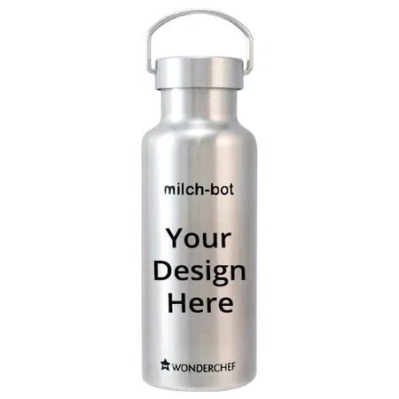 Silver Customized Wonderchef Milch-Bot Double Wall Stainless Steel Vacuum Insulated Hot and Cold Flask, 500ml