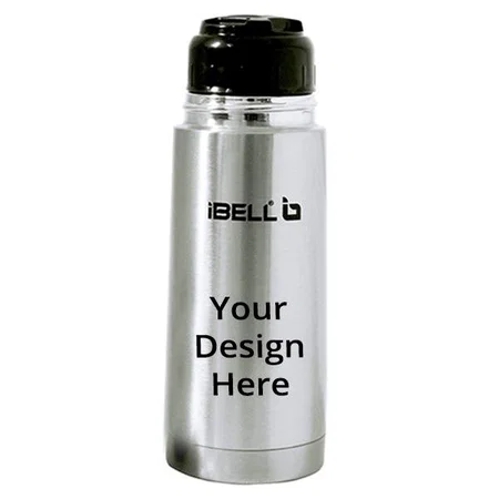 Silver Customized Premium Stainless Steel Flask with Flip Lid, 350 ml